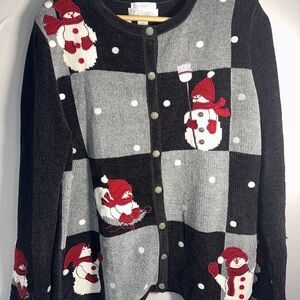 CJ Banks Christmas Snowman Sweater vintage 1x